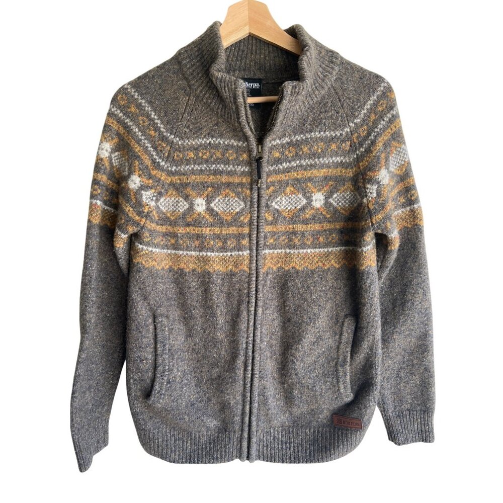 Men's Classic Brown and Cream Cardigan Sweater